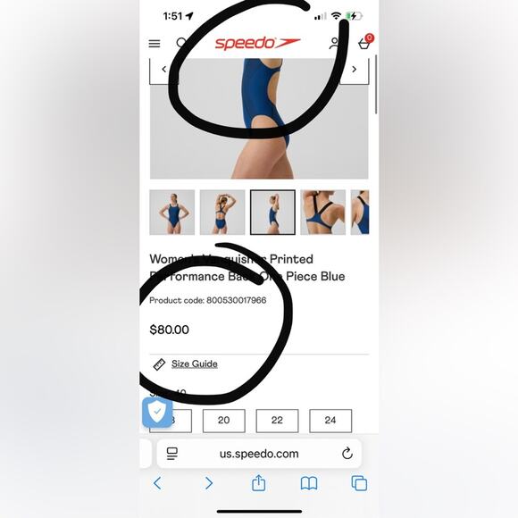 SOLD Speedo Racerback Blue One Piece Bathing Suit Sz 6 - Picture 9 of 9